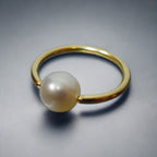 6mm White Pearl Captive Bead Ring CBR - 14 ga Hoop - 14k Gold or Platinum