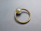6mm White Pearl Captive Bead Ring CBR - 14 ga Hoop - 14k Gold or Platinum