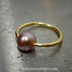 Lavender Pearl Captive Bead Ring CBR 14 ga Hoop - 14k Gold or Platinum