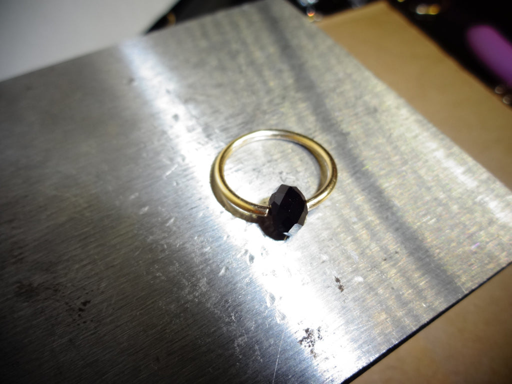 Captive Bead Ring made with BLACK Swarovski Crystal - 16 ga Hoop - 14k Gold (Y, W, or R), Sterling Silver, or Platinum