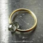 Captive Bead Ring CBR made with GRAY Swarovski Crystal - 16 ga Hoop - 14k Gold or Platinum