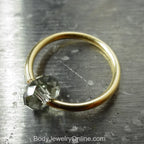 Captive Bead Ring CBR made with GRAY Swarovski Crystal - 14 ga Hoop - 14k Gold or Platinum