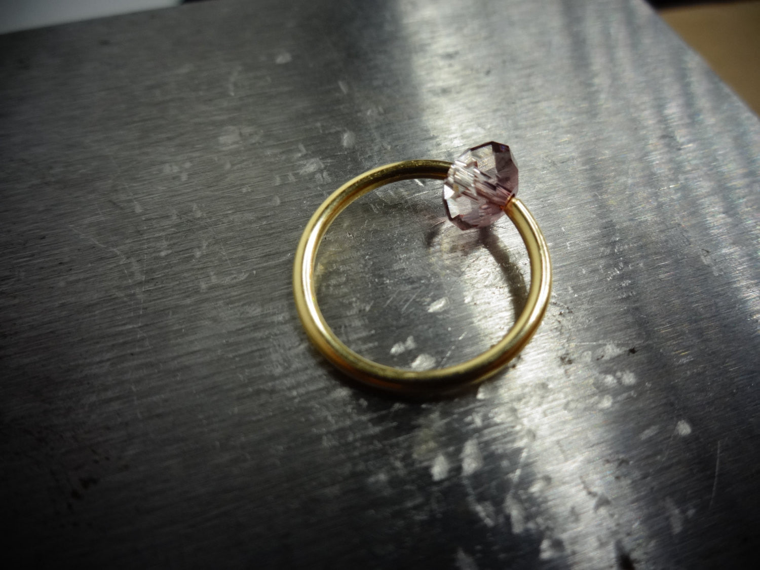 Captive Bead Ring made with LAVENDER Swarovski Crystal - 16 ga Hoop - 14k Gold (Y, W, or R), Sterling Silver, or Platinum