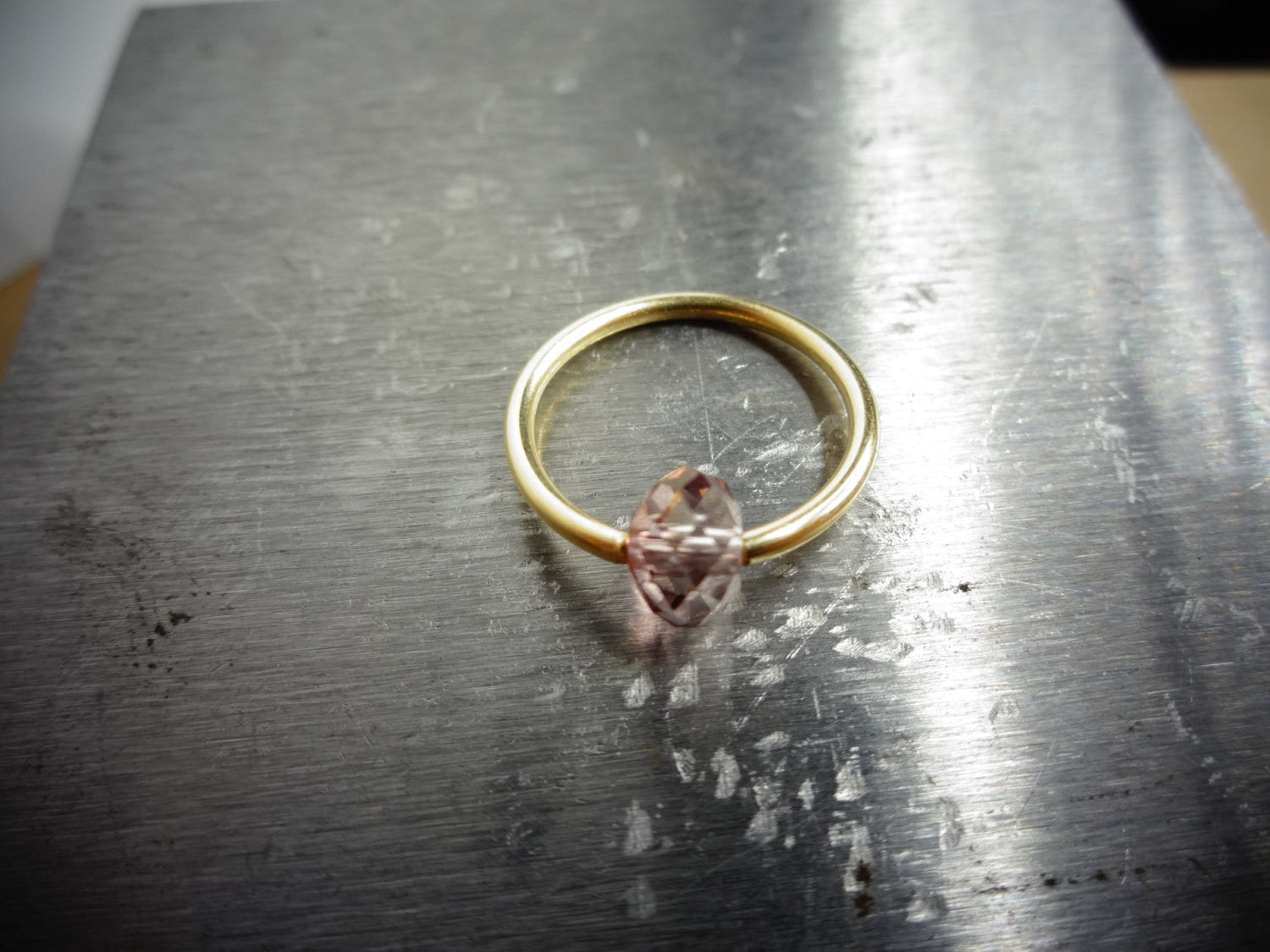 Captive Bead Ring made with LAVENDER Swarovski Crystal - 14 ga Hoop - 14k Gold (Y, W, or R), Sterling Silver, or Platinum