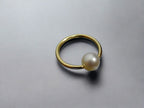 6mm White Pearl Captive Bead Ring CBR - 14 ga Hoop - 14k Gold or Platinum