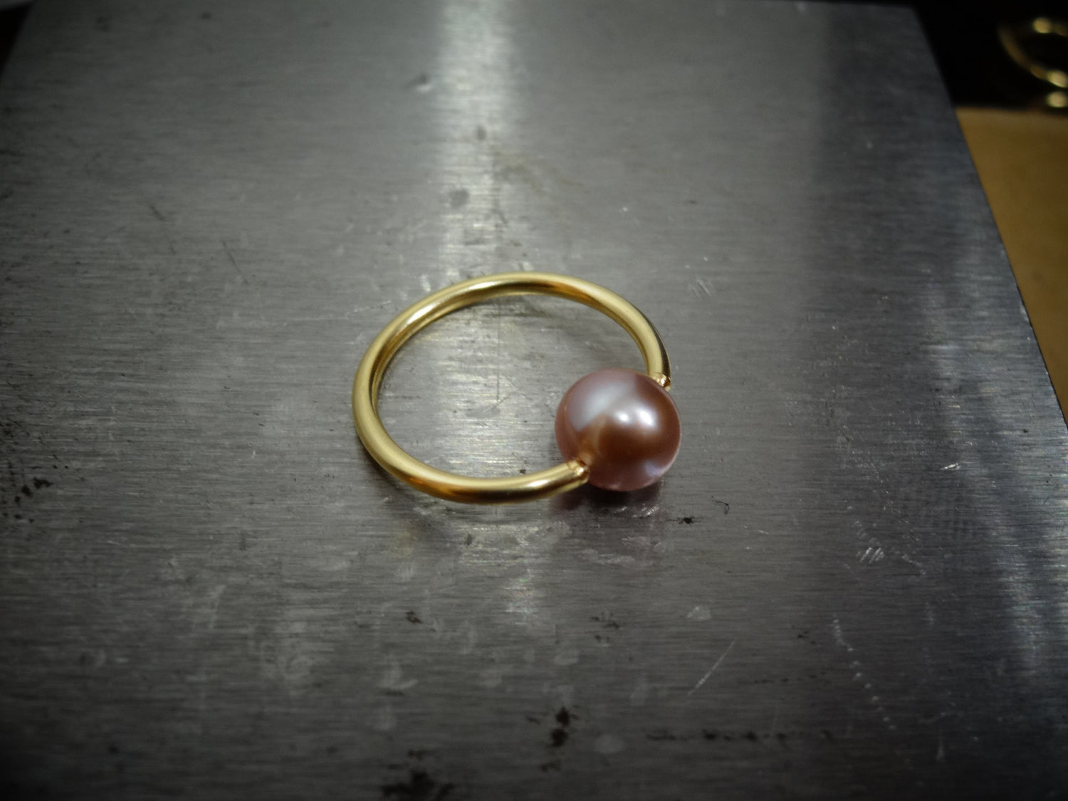 Lavender Pearl Captive Bead Ring 16 ga Hoop - 14k Gold (Y, W, or R), Sterling Silver, or Platinum