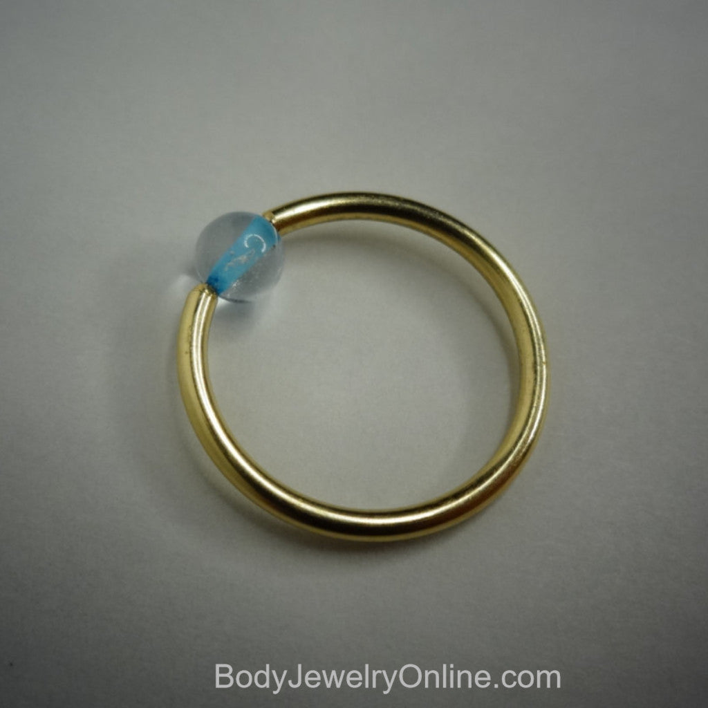4mm Blue Topaz Captive Bead Ring - 16 ga Hoop - 14k Gold (Y, W, or R), Sterling Silver, or Platinum