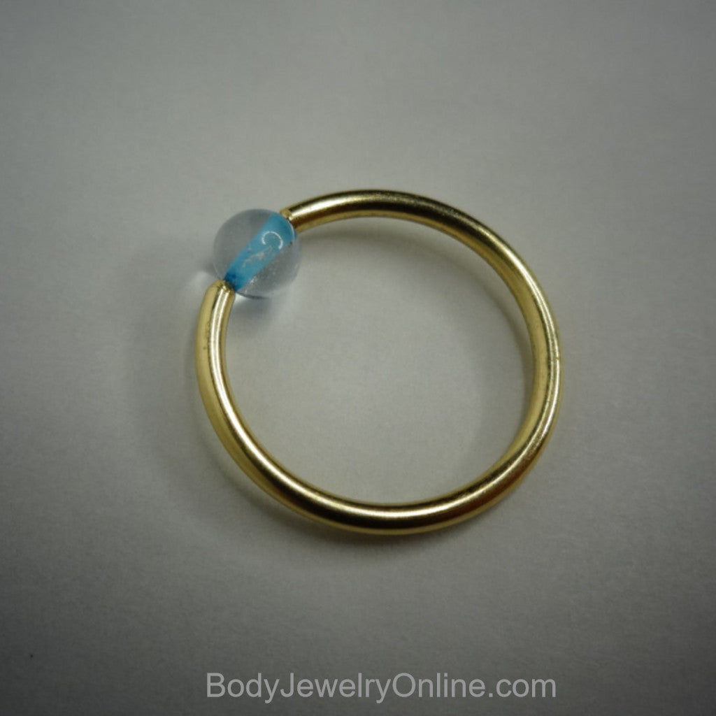 4mm Blue Topaz Captive Bead Ring - 14 ga Hoop - 14k Gold (Y, W, or R), Sterling Silver, or Platinum