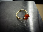 Captive Bead Ring CBR made with AMBER Swarovski Crystal - 14 ga Hoop - 14k Gold or Platinum
