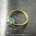 Captive Bead Ring CBR made with OPAL BLUE Swarovski Crystal - 14 ga Hoop - 14k Gold or Platinum