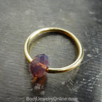 Captive Bead Ring CBR w/ SMOKY LAVENDER Swarovski Crystal - 16 ga Hoop - 14k Gold or Platinum