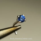 Blue Sapphire 2mm Nose Stud - AAA-Grade - Gold or Platinum - Nose, Helix, Tragus, Lobe or Cartilage