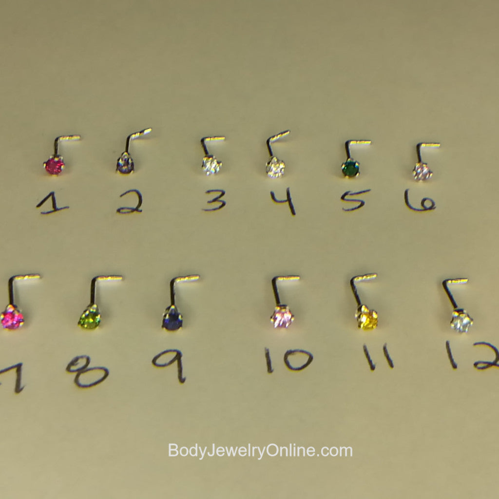 Nose Stud Post Birthstone 2mm Lab Created Faceted Stone Sterling Silver, Gold Fill, Helix, Tragus, Cartilage Topaz, Blue Zircon, Garnet, etc