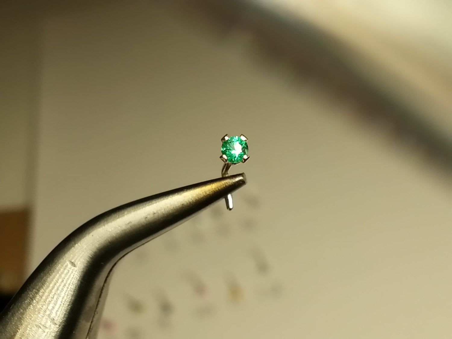 Nose Stud Post - Emerald 2mm AAA-Grade (Best!) Genuine Natural Green Emerald Facetted Stone Sterling Silver, Gold, Helix, Tragus Cartilage