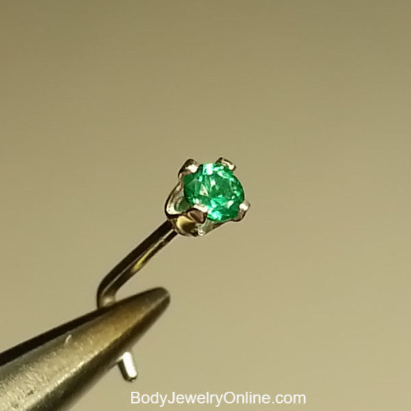 Nose Stud Post - Emerald 2mm AAA-Grade (Best!) Genuine Natural Green Emerald Facetted Stone Sterling Silver, Gold, Helix, Tragus Cartilage