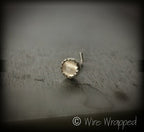 Nose Stud L Post - MOONSTONE 3mm - Bezel set Natural Moonstone Cabochon in Sterling Silver or 14k Solid Gold - Helix, Tragus, Cartilage, Ear