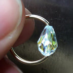 Captive Bead Ring CBR made with AB Clear Swarovski Drop Crystal - 14 ga Hoop - 14k Gold or Platinum