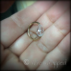 Captive Bead Ring CBR made with CLEAR Swarovski Drop Crystal - 16 ga Hoop - 14k Gold or Platinum