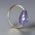 Captive Bead Ring made with LAVENDER Swarovski Drop Crystal - 16 ga Hoop - 14k Gold (Y, W, or R), Sterling Silver, or Platinum