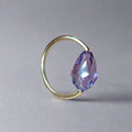 Captive Bead Ring CBR made with LAVENDER Swarovski Drop Crystal - 14 ga Hoop - 14k Gold or Platinum