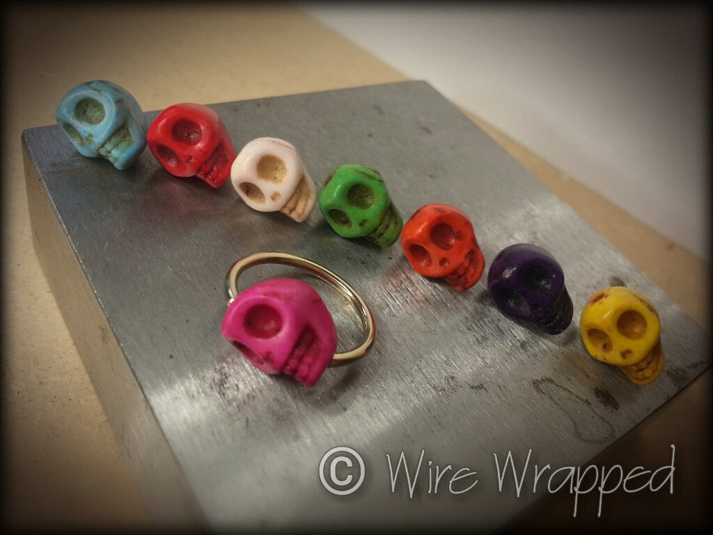 Skull Captive Bead Ring - 14 ga Hoop - 14k Gold (Y, W, or R), Sterling Silver, or Platinum