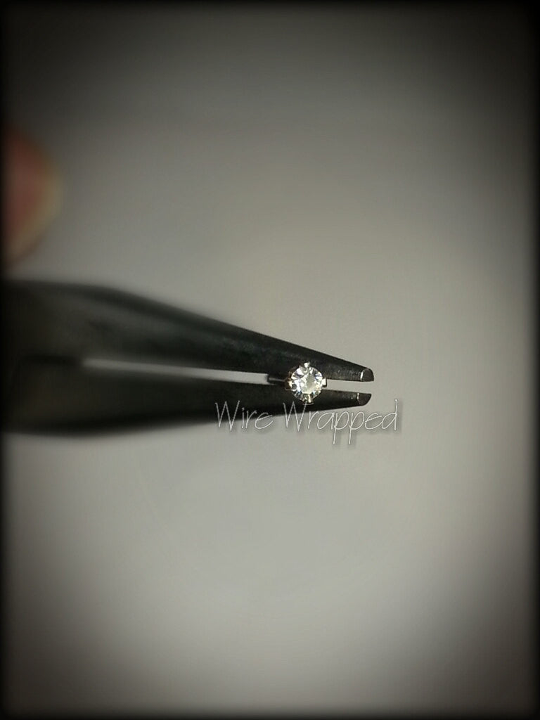 Nose Stud MOISSANITE Diamond 2mm -Post w/ 14k Solid Gold or Gold Filled, or Sterling Silver L-Post - Helix Tragus Lobe Lip Cartilage Sparkly