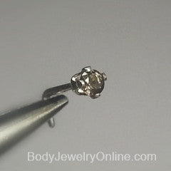Nose Stud - Real SMOKY QUARTZ - 2mm AA-Grade Genuine Facetted Stone Sterling Silver, Solid Gold, Gold Fill, Helix, Tragus, Cartilage