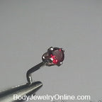 Garnet 2mm Nose Stud - AA-Grade - Gold or Platinum - Nose, Helix, Tragus, Lobe or Cartilage