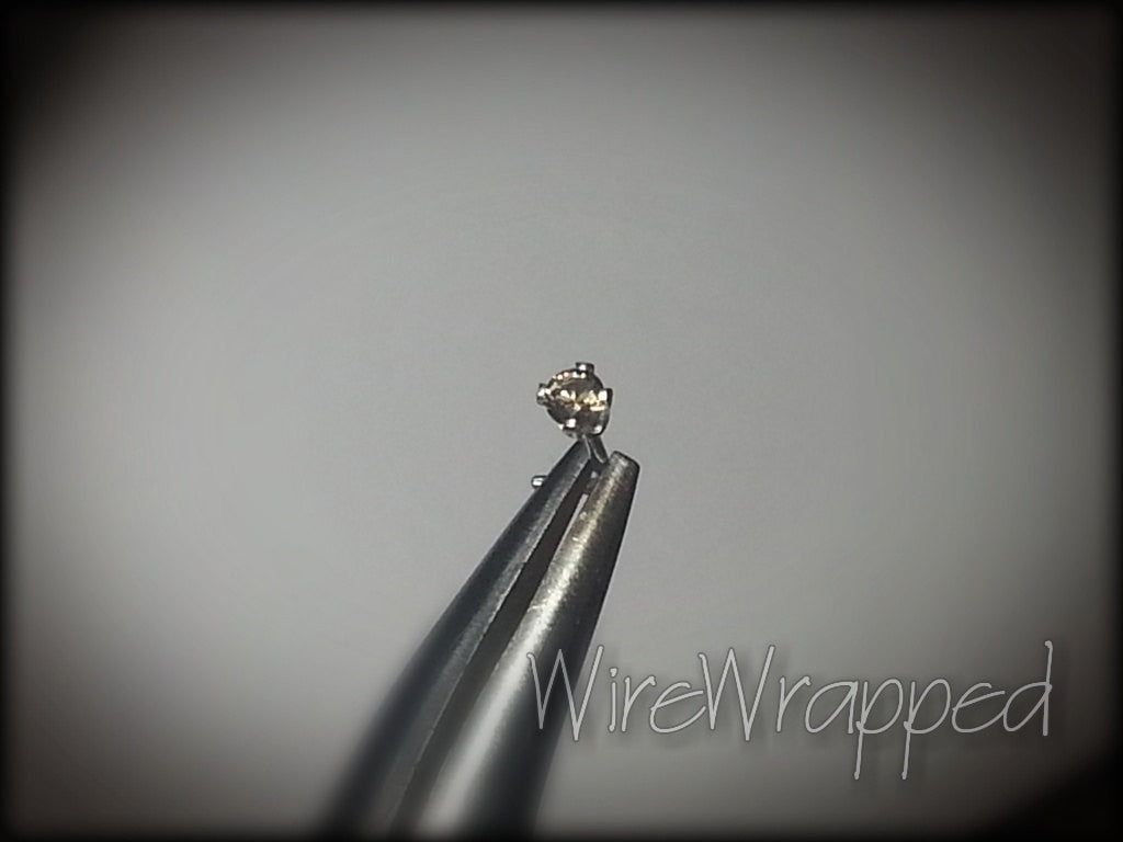 Nose Stud - Real SMOKY QUARTZ - 2mm AA-Grade Genuine Facetted Stone Sterling Silver, Solid Gold, Gold Fill, Helix, Tragus, Cartilage