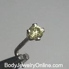 Yellow Sapphire 2mm Nose Stud - AAA - Gold or Platinum - Nose, Helix, Tragus, Lobe or Cartilage