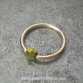 Captive Bead Ring CBR w/ Swarovski Crystal 4mm Iridescent GRASS Fire AB - 14 ga Hoop - 14k Gold or Platinum