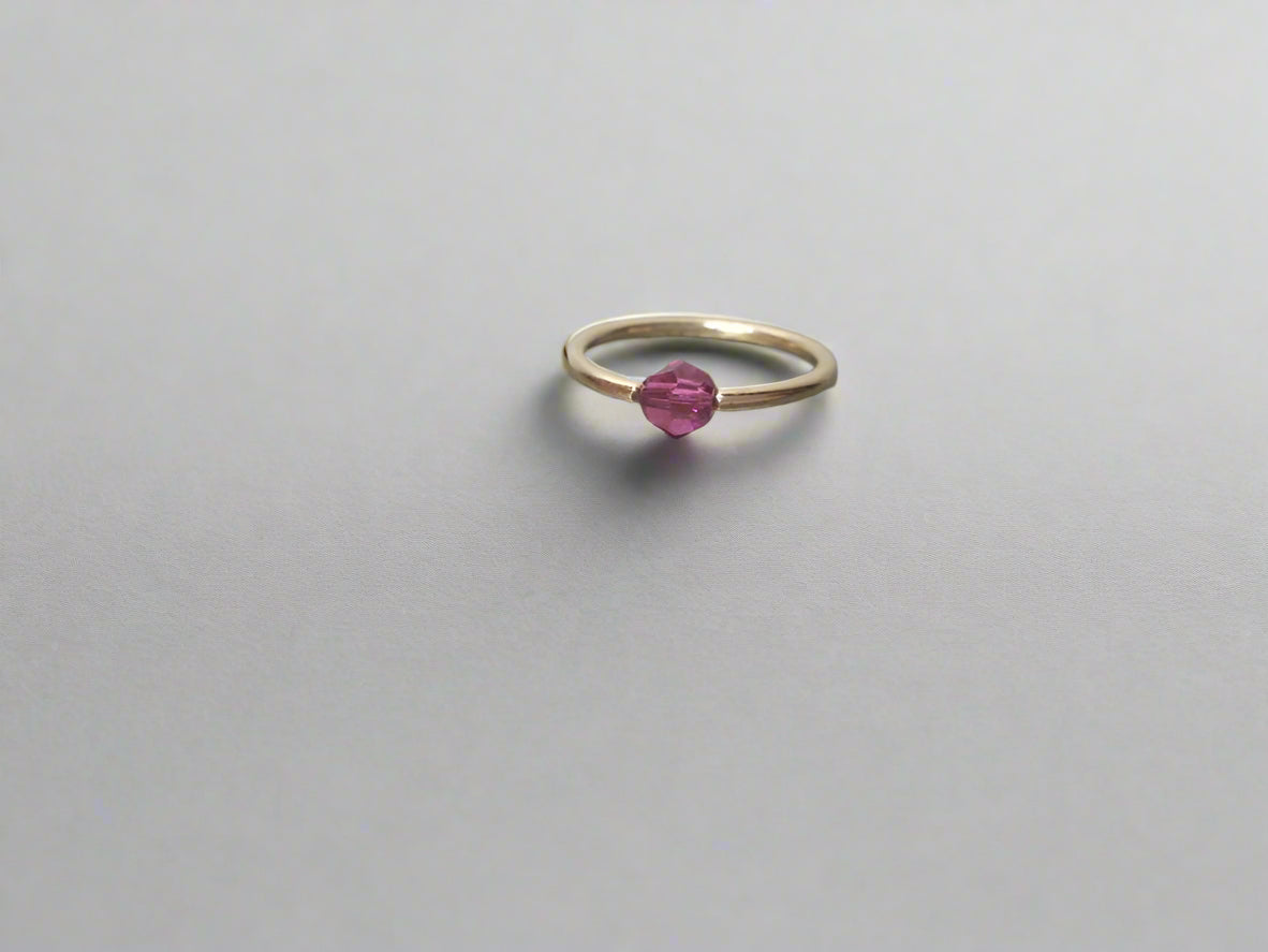 Captive Bead Ring made with Hot PURPLE AB 4mm Swarovski Crystal - 16 ga Hoop - 14k Gold (Y, W, or R), Sterling Silver, or Platinum
