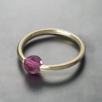 Captive Bead Ring CBR made with Hot PURPLE AB 4mm Swarovski Crystal - 16 ga Hoop - 14k Gold or Platinum