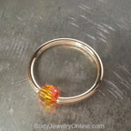 Captive Bead Ring CBR w/ Swarovski OMBRE FIRE Crystal 4mm - 16 ga Hoop - 14k Gold or Platinum