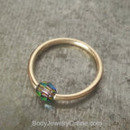 Captive Bead Ring CBR w/ Swarovski Crystal 4mm IRIDESCNET COLORFUL - 14 ga Hoop - 14k Gold or Platinum