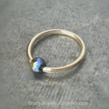Captive Bead Ring CBR w/ Swarovski Crystal 4mm IRIDESCENT Black COLORFUL - 14 ga Hoop - 14k Gold or Platinum