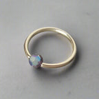 Captive Bead Ring CBR w/ Swarovski Crystal 4mm IRIDESCENT Purple LAVENDER - 16 ga Hoop - 14k Gold or Platinum