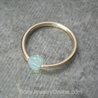 Captive Bead Ring CBR made with 4mm Sky BLUE OPAL Swarovski Crystal - 14 ga Hoop - 14k Gold or Platinum