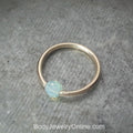 Captive Bead Ring CBR w/ Sky BLUE OPAL Crystal 4mm - 16 ga Hoop - 14k Gold or Platinum
