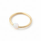 Captive Bead Ring CBR made with 4mm WHITE OPAL Swarovski Crystal - 14 ga Hoop - 14k Gold or Platinum