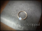 Captive Bead Ring CBR w/ WHITE OPAL 4mm Swarovski Crystal - 16 ga Hoop - 14k Gold or Platinum
