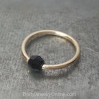Captive Bead Ring CBR w/ Swarovski Crystal 4mm BLACK MIDNIGHT - 14 ga Hoop - 14k Gold or Platinum