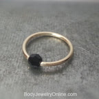 Captive Bead Ring CBR w/ Swarovski Crystal 4mm BLACK MIDNIGHT - 16 ga Hoop - 14k Gold or Platinum