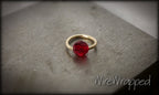 Captive Bead Ring CBR w/ RED Round Swarovski Crystal - 16 ga Hoop - 14k Gold or Platinum