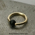 Onyx Matte Captive Bead Ring CBR - 16 ga Hoop - 14k Gold or Platinum