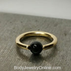 Onyx Smooth Captive Bead Ring CBR - 16 ga Hoop - 14k Gold or Platinum