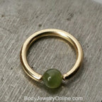 Jade Captive Bead Ring CBR - 16 ga Hoop - 14k Gold or Platinum
