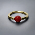 4mm Bamboo Coral Captive Bead Ring CBR - 14 ga Hoop - 14k Gold or Platinum