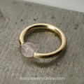 Rose Quartz Captive Bead Ring CBR - 16 ga Hoop - 14k Gold or Platinum