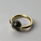 Quartz / Tourmaline Medium Captive Bead Ring - 14 gauge Hoop - 14k Gold (Y, W, or R), Sterling Silver, or Platinum